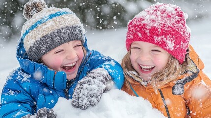 Explain how this moment of shared joy in the snow can be used as a metaphor for finding happiness in simple, fleeting moments,