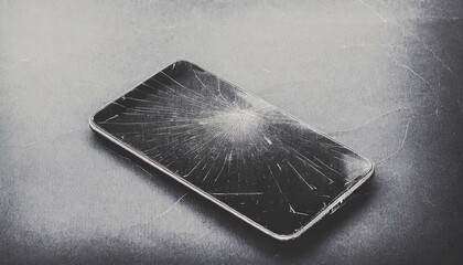 画面がバキバキに割れたスマートフォン