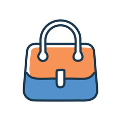 Handbag icon. Colorful line art icon representing a women's purse, perfect for fashion and retail branding.