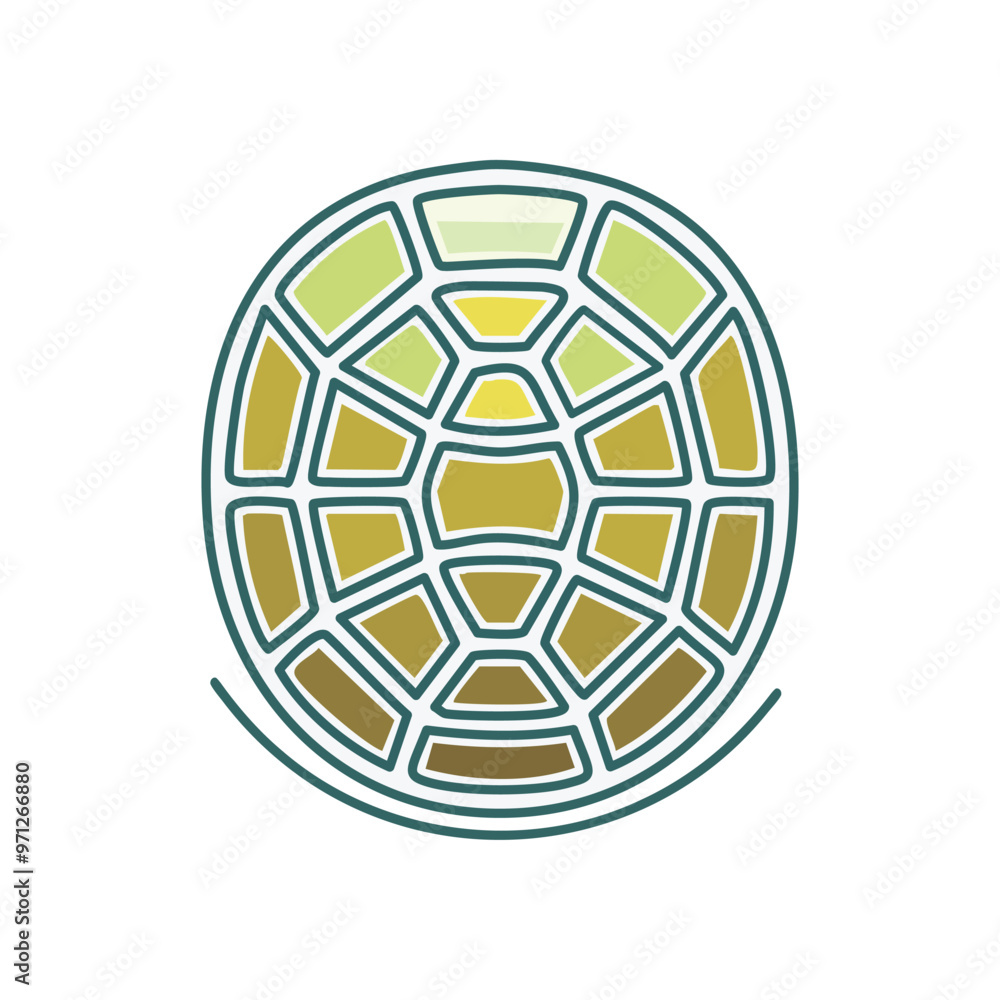 Poster Geometric turtle shell. Abstract design with a geometric pattern, resembling a turtle shell. Represents protection, strength, and longevity.