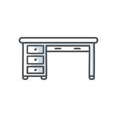 Desk with drawers. Simple illustration of a desk with four drawers and a flat desktop. Ideal for office, study or workspace.