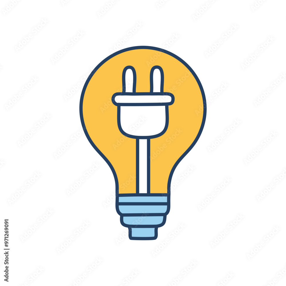 Poster lightbulb plug icon. lightbulb with a plug inside, symbolizing power and innovation.
