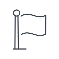Waving flag icon. Line art icon of a flag waving in the wind, representing victory, success, and achievement.
