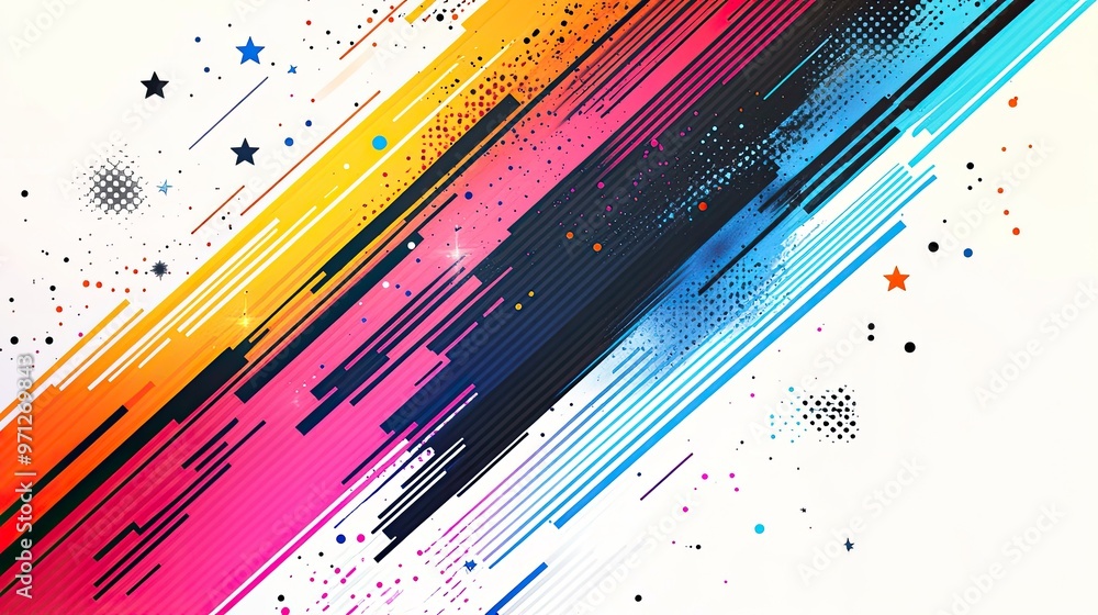Aufkleber abstract colorful design with dynamic lines and splashes.