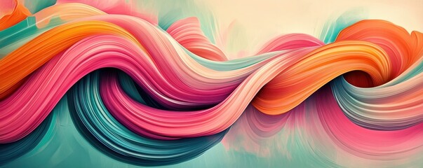 Abstract background with colorful waves and swirling shapes, 3D rendering