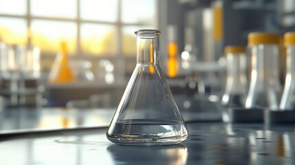 Intricate 3D Rendering of Isolated Chemical Flask with Transparent Glass Texture for Scientific Concepts