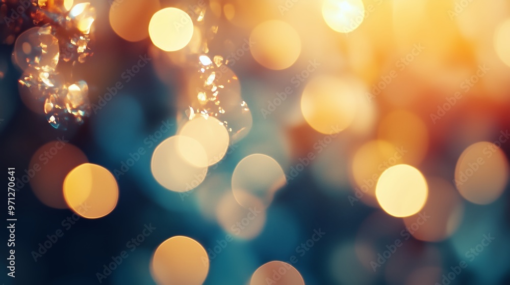 Poster bokeh background with shimmering lights in warm tones creating a festive atmosphere during a celebra