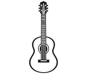 Acoustic guitar isolated on white guitar icon Vector illustration
