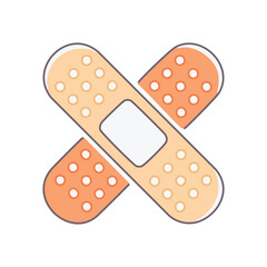Cross bandages. Two bandages, crossed, representing healing and support.