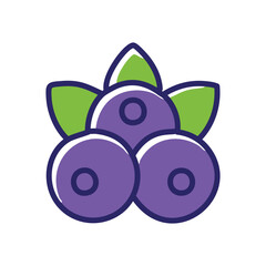 Blueberries with leaves. Three blueberries with green leaves, symbolizing freshness and health benefits.