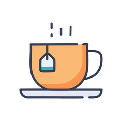 Hot tea cup. A cup of tea with a teabag, perfect for a relaxing break.