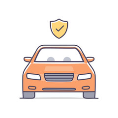 Safe car icon. Car with a shield icon, symbolizes safety and protection. Perfect for insurance, warranty, or car safety concepts.