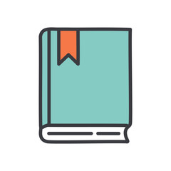 Book with bookmark. Closed book with a bookmark. Represents knowledge, learning, and reading.