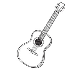 Fototapeta premium Acoustic guitar isolated on white guitar icon Vector illustration