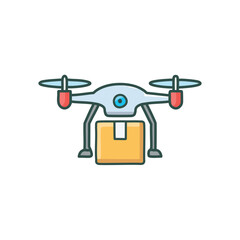 Drone delivery package. Drone delivering a package. Modern technology and automated delivery solutions for fast shipping.