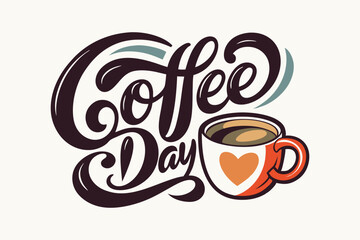 Coffee Day calligraphy illustration design.