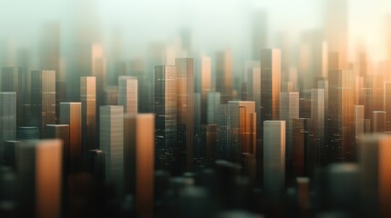 Obraz premium A mesmerizing view of a futuristic city enveloped in soft hues and ethereal light, stunning skyline.