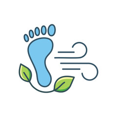 Green footprint. Illustration of a footprint with leaves and wind, representing sustainable living and low environmental impact.