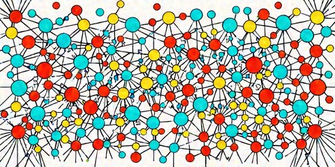 Abstract Colorful Network of Interconnected Circles
