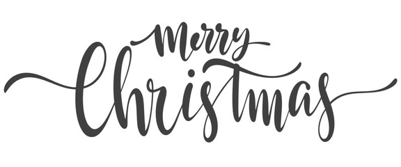 Merry christmas hand lettering calligraphy isolated on white background. Vector holiday illustration element. Merry Christmas script calligraphy