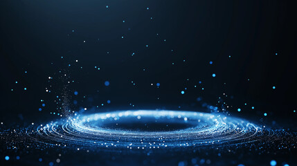 Obraz premium electromotive and magnetic forces, as a circular ripples style visualisation, blue particle highlights.