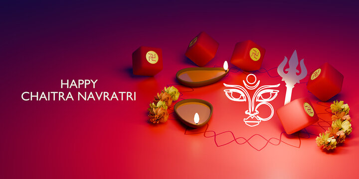 Happy Navratri festival background. Annual Hindu festival. 3d render. 
