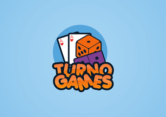 Turno-Games, game, cards, dominio, letter, fun, logo, colors., icon, illustration, vector, design, orange, 3d, business, text, card