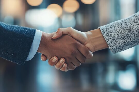 Warm Professional handshake in an office setting 