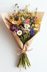 Rustic Bouquet of Mixed Wildflowers in Kraft Paper Wrap
