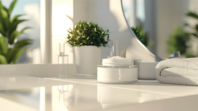 Soft Light Illuminates Atomy Anti-Wrinkle Cream in Bathroom
