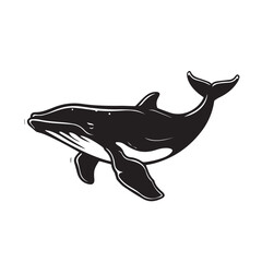 Fototapeta premium Whale in cartoon, doodle style . Image for t-shirt, web, mobile apps and ui. Isolated 2d vector illustration in logo, icon, sketch style, Eps 10, black and white. AI Generative