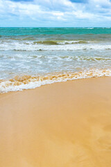 Tropical Caribbean beach clear water waves Playa del Carmen Mexico.