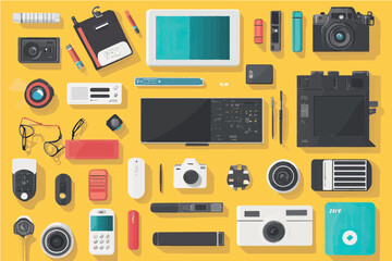 Flat design vector illustration of various digital tools and gadgets for graphic designers-gigapixel-art-scale-4_00x