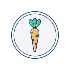Carrot icon design. Simple and colorful icon illustration featuring a carrot inside a circular frame. Ideal for healthy eating, food, and vegetable related projects.