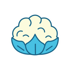 Cauliflower vegetable icon. Freshly harvested cauliflower illustration for healthy eating, vegan, and vegetarian recipe designs.