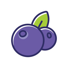 Blueberry illustration. Simple vector illustration of a blueberry with a leaf, perfect for food and nature designs.