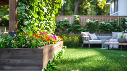 Naklejka premium Colorful Flower Trellis in Cozy Urban Setting