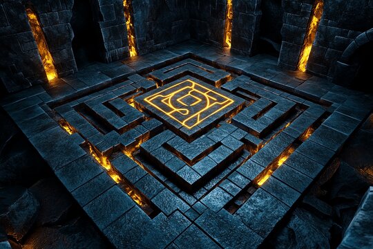 A dungeon where each room contains a different riddle or puzzle, leading to the final chamber where a legendary artifact is hidden