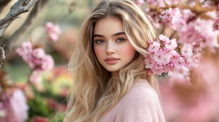 Naklejka premium The Girl Among Blossoms