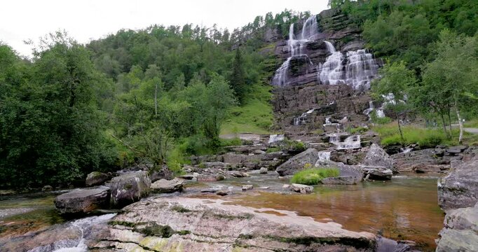 Tvindefossen waterfall in Skulestadmo, Norway
