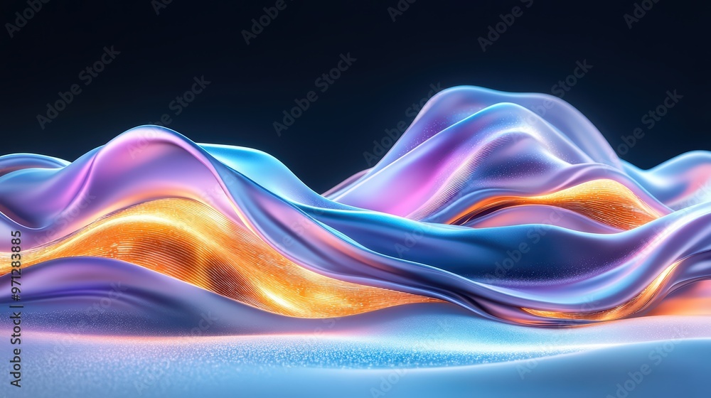 Aufkleber abstract waves of vibrant colors creating a dynamic and mesmerizing visual experience in a contempor