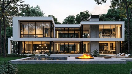 Obraz premium The house has been designed with an open concept living area and a private bedroom wing. A large terrace with privacy thanks to the house, swimming pool and sauna. A small covered terrace is perfect