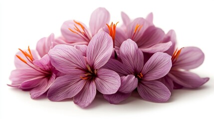 Exquisite Cluster of Vibrant Purple Flowers With Delicate Petals and Bright Orange Centers