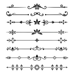 Fototapeta premium Elegant divider ornaments vector illustration featuring intricate designs perfect for borders, invitations, and decorative projects.