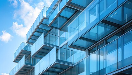Obraz premium Frameless Channel Glass Balustrades on Modern Office Building