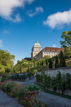 06-09-2024 Zurich, Switzerland. University of Zurich or UZH exterior building facade. Early summer morning, wide angle view