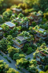Smart city residential area with green technology