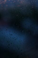 background, raindrops on glass copy space, sky texture, blue, color gray, texture. creative art