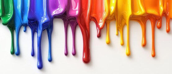 Colorful Paint Drips on White Create a Vibrant Display in a Creative Art Project