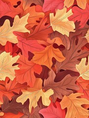 Fototapeta premium Autumn Maple Leaf layered Seamless Pattern Illustration hand drawn watercolor